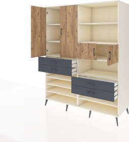 Resim Kronos Gardrop 11 Raflı 4 Çekmeceli 4 Kapaklı 176x59x221 Aytaşı-çam/antrasit Çam/antrasit 