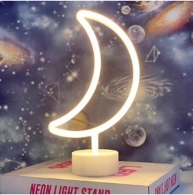 Resim Çılgıntrend Ay Tasarımlı Neon Led Masa Ve Gece Lambası 