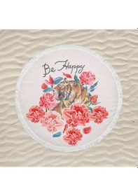 Resim Marte Home Be Happy Tiger Yuvarlak Plaj Havlusu 
