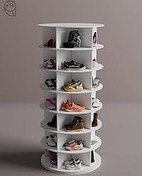 Resim Mionte Flat-Pack 360° Dönen Ayakkabı Rafı, Dönen ayakkabı raf kulesi, Orijinal 7 katmanlı ayakkabılık, 35 çiftten Fazla Ayakkabı 