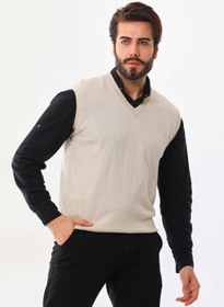 Resim Günay Erkek V Yaka Yün Süveter 1000 Bej 