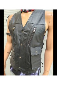 Resim ArdaStilDeri Hakiki Deri Motorcu Chopper Deri Yelek 