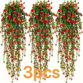 Resim 3 Yapay Kameria Asılı Bitki - Canlı Kırmızı ve Yeşil Yaprak, Ev ve Dış Mekan Dekoru için İdeal, Sevgililer Günü, Anneler Günü, Babalar Günü, Noel, Düğünler için Mükemmel - Gerçekçi, Konteyner Gerektirmez, Dış Mekan Dekoru | Canlı Yapay Çiçekler | Lush Greenery 