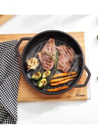Resim Schafer Guss Chef Döküm Yuvarlak Grill Tava Çift Kulplu 28cm-1 Parça Kırmızı 