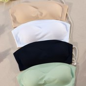 Resim 4 Adet Askısız Bandeau Sütyen - Telsiz, Çıkarılabilir Pedler & Orta Destek, Kadınlar için Dikişsiz Nefes Alabilen Konfor, 4 Düz Renk (Bej/Beyaz/Siyah/Nane Yeşili) - Şık Özel Koleksiyon, Resmi Giyim, Zarif Silüet, Pürüzsüz Dokuma, Kablosuz Sütyen, Kadın İç Giysisi 