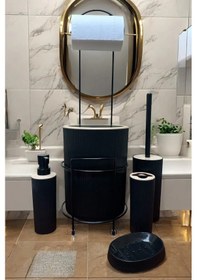 Resim Decorev Standlı Wc - Banyo Seti Dc-6349 Vest 5prc Siyah X1 