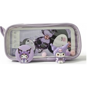 Resim Kuromi Ve My Melody Şeffaf Bölmeli Kalemlik Lila 