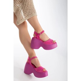 Resim Suins Shoes Suins Biana Kadın Dolgu Taban Dana Süet Sandalet 