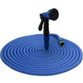 Resim Lemestar Genişletilebilir 25ft Bahçe Ve Araba Yıkama Hortumu, 7 Püskürtme Modlu Çok Amaçlı Basınçlı Su Püskürtücü, Mavi Mavi 