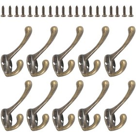 Resim Hangfox Gümüş Renkli Duvar Tipi Çift Kanca, Dayanıklı Duvar Takımı, Gardırop Ve Banyo İçin 10 Adet Kanca + 20 Vida 