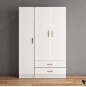 Resim tanmob 3 Kapılı Iki Çekmeceli Geniş Gardrop Beyaz - Grd0501 