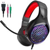 Resim xmowi R1 Gaming Mikrofonlu RGB Oyuncu Kulaklığı PC- Dizüstü Ve Ps4 (Siyah-Kırmızı) 