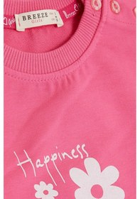 Resim Breeze Kız Bebek Sweatshirt Simli Çiçek Baskılı 9 Ay-3 Yaş, Pembe-pembe Pembe 