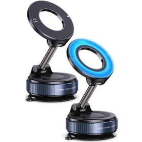 Resim 2li Magnetpro 360 Ayarlanabilir Araç İçi Masa Üstü Vakumlu Mıknatıslı Magsafe Telefon Tutucu Siyah Siyah 