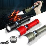 Resim 1 Adet Yeşil Işıklı Güçlü Saf Alüminyum Alaşımlı El Feneri - 5000mAh Yüksek Kapasiteli, Odaklanmış Ateş Gücü, Taşınabilir USB Elektronik Lamba, Ters Şarj Özellikli, Araç Bakımı, Acil Durum Hayatta Kalma, Ev Dekorasyonu ve Outdoor Ekipman Işığı 