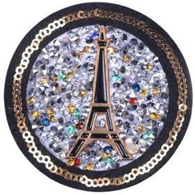 Resim Aplike Ütü İle Yapışan Taşlı Eyfel Kulesi Siyah Arma 6 cm 