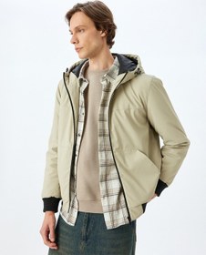 Resim Koton Mevsimlik Ceket Slim Fit Fermuarlı Bej 5wam20067hw Ekru 