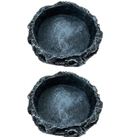 Resim Magideal Suntek Sürüngen Su ve Yemek Kaseleri Reçine Kurbağa 2 Adet 