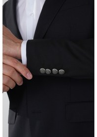 Resim Bisse Comfort Fit Siyah Dokuma Mono Yaka Çift Yırtmaçlı 4 Drop Yün Blazer Erkek Ceket Pck24knos002 D99 Siyah 
