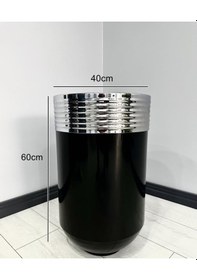 Resim Elegant Dekoratif Krom Darbuka Parlak Siyah Saksı 60cm 