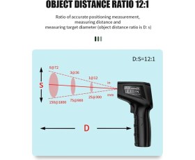 Resim Synope Dijital Kızılötesi Termometre 50 ~ 600C Lazer Sıcaklık Ölçer Temassız Ateş Ölçer 