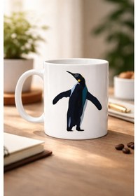 Resim Nihilist Penguen Tasarımlı Porselen Kupa Model 159 Sürüden Ayrılanlara Özel Minimalist Kahve Kupası Özgün Tasarım Hediyelik Kupa Beyaz 