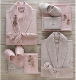 Resim Dantela Anetta 3D Bamboo Bornoz Seti Pudra Taş (541550521) Pudra - Taş Rengi 