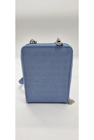 Resim DSN Harvey Miller Monogram Baskılı Unisex Telefonluk Çanta Cüzdan Buz Mavirenk 