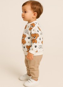 Resim dinamik çocuk Erkek Bebek 2li Takım | Ayıcık Desenli Sweatshirt + Alt 3-6-9-12aylık 