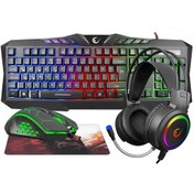 Resim Rampage Km-404 Argentı Usb Rainbow Gaming Combo Set Klavye+mouse+mousepad+kulaklık Optik 