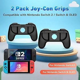 Resim Lyvix Grips for Nintendo Switch 2 Joy-Con, 2-Pack Ergonomic Non-Slip Handles for NS2/NS/OLED Joy-Con, Dual Compatibility Accessory for Joy-Con Controller (Black) 