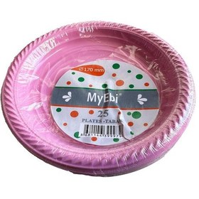 Resim Roll-up Kullan At Renkli Pembe Parti Davet Plastik Tabak - 17 Cm. - 25 Adetlik Paket 