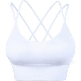 Resim Beyaz Ince Kayış Çapraz Güzel Arka Yoga Spor Sütyeni Çabuk Kuruyan Darbeye Dayanıklı Koşu Spor Spor İç Çamaşırı Büyük Boy Sütyen Beyaz 
