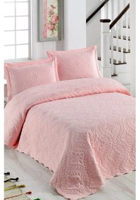 Resim Çift Kişilik Düz Renk Kapitone Yatak Örtüsü, Sade Ve Şık Görünüm 250 X 260cm Pudra 