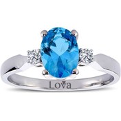 Resim Lova Pırlantalı Oval Blue Topaz Yüzük - 1020228 
