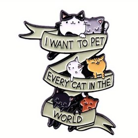 Resim Ben Dünyadaki Her Kediyi Seveceğim" Emaye Rozet - Renkli Kedi İllüstrasyonlu Punk Tarzı Düzensiz Şekilli Broş, Sırt Çantaları, Ceketler ve Çantalar İçin - Kedi Severler için Komik Aksesuar, Eğlenceli Tasarım, Detaylı İllüstrasyon, Hediye Alışverişi 