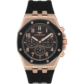 Resim Ferro Siyah Silikon Kordon Erkek Kol Saati Fm11307d-r Rose Gold - Siyah 