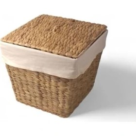 Resim Karokstore Su Sümbülü Patates Soğan Kovası | Doğal Hasır Saklama Sepeti | El Yapımı Kare Şekilli Mutfak Düzenleyici | Dekoratif Sebze Kovası (25X25X30CM) 