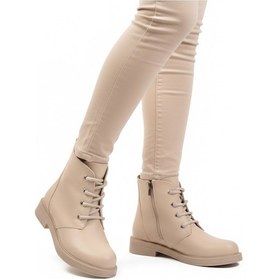 Resim Aspor Bej Bağcıklı Fermuarlı Kadın Topuklu Bot Çok Renkli 