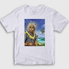 Resim Unisex Çocuk Beyaz Hawaii Albert Einstein T-Shirt 