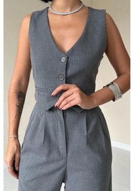Resim Defymoda Antrasit Klas Ceket Ve Yelek Ve Pantolon Takım Antrasit 