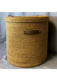 Resim Uretti - Fatma 7987 - El Yapımı Doğal Bambu İp Çamaşır Sepeti / Çok Amaçlı Organizer Sepet Kahverengi 