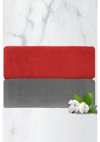 Resim 2 Li Lüks El Yüz Havlu Seti 50x90 Cm %100 Pamuklu Gramajlı Grinja Kırmızı 