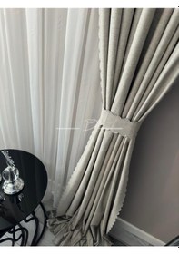 Resim %100 Karartma Blackout Sıvama Keten Ultrasonik Kesim Fon Perde 2 Renk Seçeneği 001 