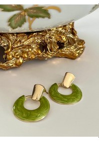 Resim Yeşil Gold Küpe Altın - Yeşil 