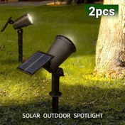 Resim Bahçe, avlu, ağaçlar, arka bahçe, giriş, patio, çim, dekorasyon için 2 adet 9 LED Güneş Spot Işıkları, IP65 Su Geçirmez Dış Mekan RGB Güneş Peyzaj Işıkları Parlaklık Ayarlanabilir 