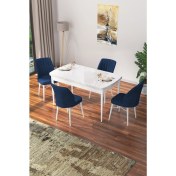 Resim Canisa Concept Nef Serisi 70 x 114 Cm, Açılabilir Mdf Mutfak Masa Takımı, Beyaz Masa ve 4 Sandalye 