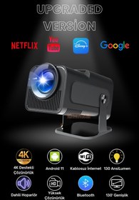 Resim Omaze Upgrade Android Taşınabilir Sinema Projeksiyon Wifi Destekli En Güncel Sürüm Akıllı Projektör Siyah 