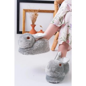 Resim Stwenn Kadın Panduf Tavşan Ev Botu Ev Ayakkabısı Hafif Ses Yapmaz Taban Kalın Peluş Malzme 