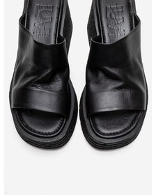 Resim Luvishoes Marc Siyah Cilt Hakiki Deri Dolgu Topuklu Kadın Terlik Siyah 